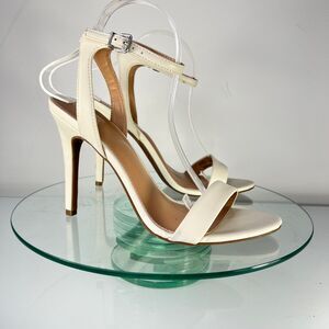 Abound Baxter Stiletto Heels Size 10 White Faux Leather Ankle Strap nordstrom